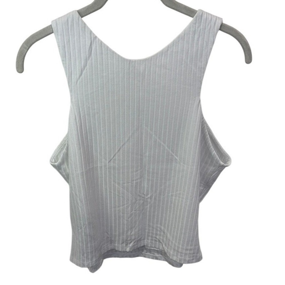 Bar III White Rib Tank‎ Crop Women's Top Size L NWT
